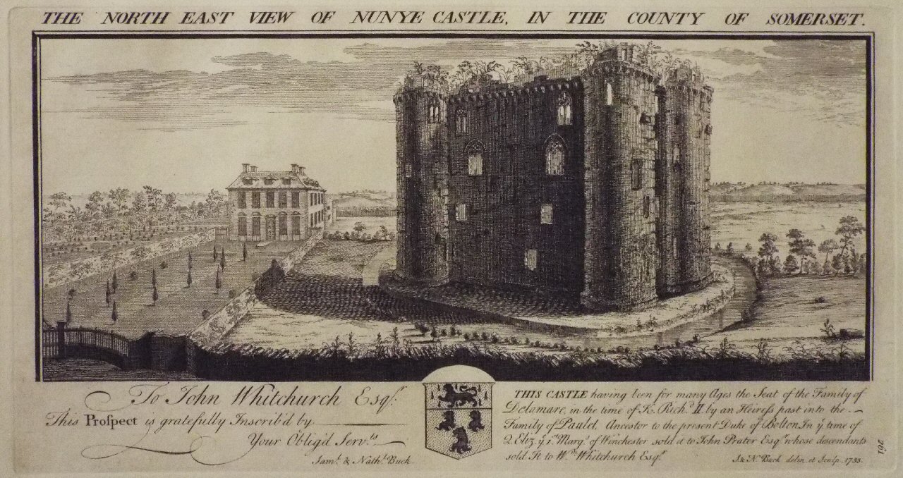 Print - The South East View of Nunye Castle, in the County of Somerset. - Buck